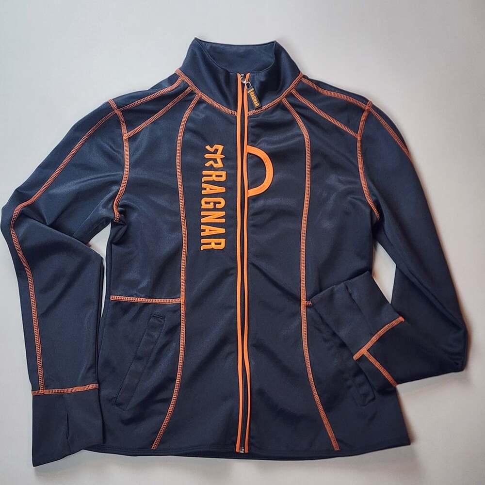 Ragnar Full Zip Jacket Medium Black Orange Contrast Stitching Athletic